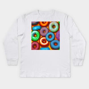 Colorful Donuts Orange Kids Long Sleeve T-Shirt